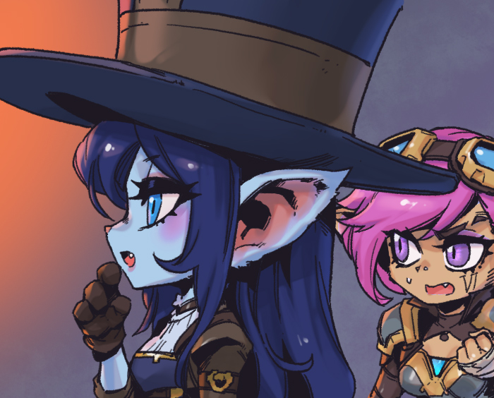 vi and caitlyn (league of legends) drawn by phantom_ix_row