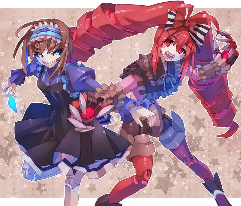 garie tuman and micha jawkan (senki zesshou symphogear) drawn by mk-5