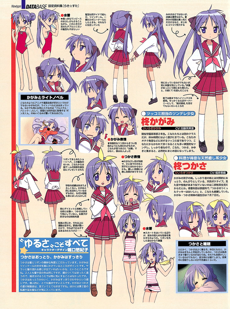hiiragi kagami and hiiragi tsukasa (lucky star and 1 more) drawn by horiguchi_yukiko