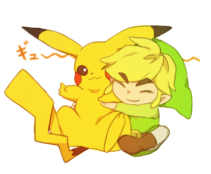 link, pikachu, and toon link (pokemon and 2 more) drawn by azkn