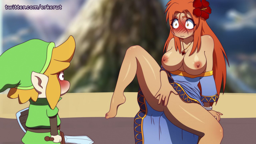 link and marin (the legend of zelda and 1 more) drawn by erkerut