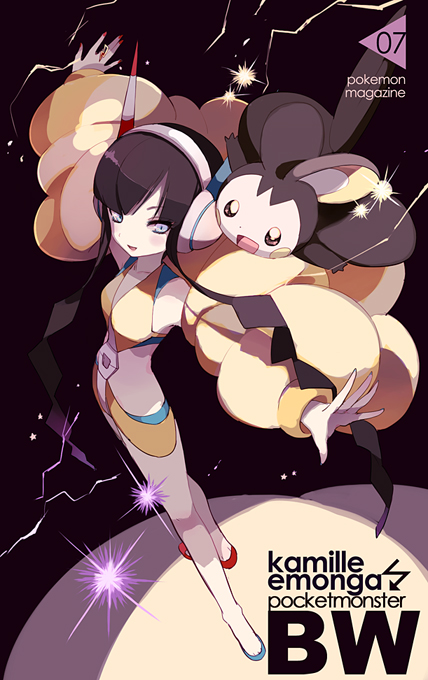 elesa and emolga (pokemon and 1 more) drawn by maruino