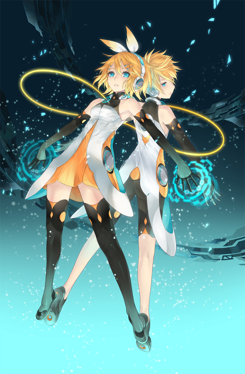 kagamine rin and kagamine len (vocaloid) drawn by nidy