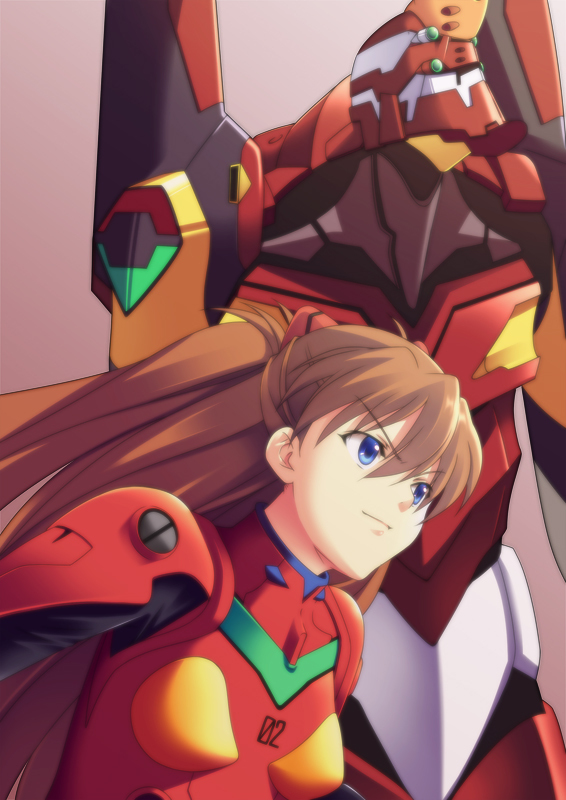 souryuu asuka langley and eva 02 (neon genesis evangelion and 1 more) drawn by nanashi_(soregashi)