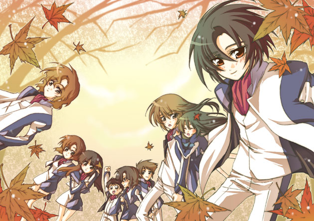 minashiro soushi, makabe kazuki, toomi maya, minashiro tsubaki, hazama shouko, and 4 more (soukyuu no fafner) drawn by futami_(futamito)