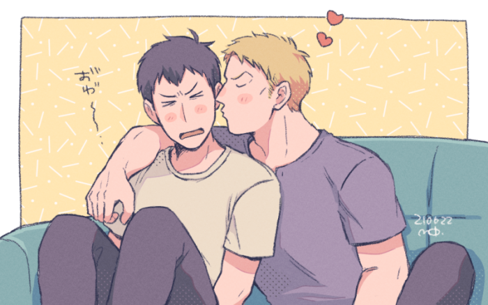 reiner braun and bertolt hoover (shingeki no kyojin) drawn by midooka_(o_k_k)