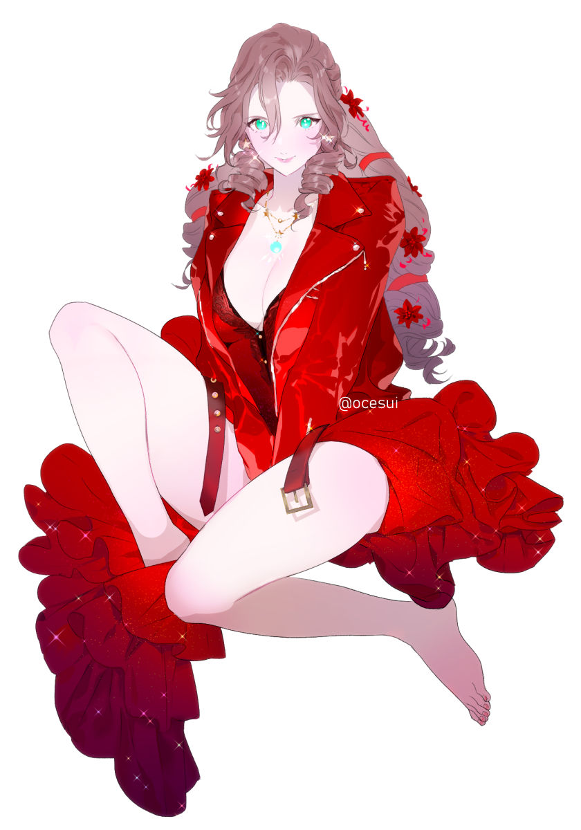 aerith gainsborough (final fantasy and 2 more) drawn by ocesui