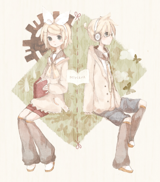 kagamine rin and kagamine len (vocaloid) drawn by mikanniro