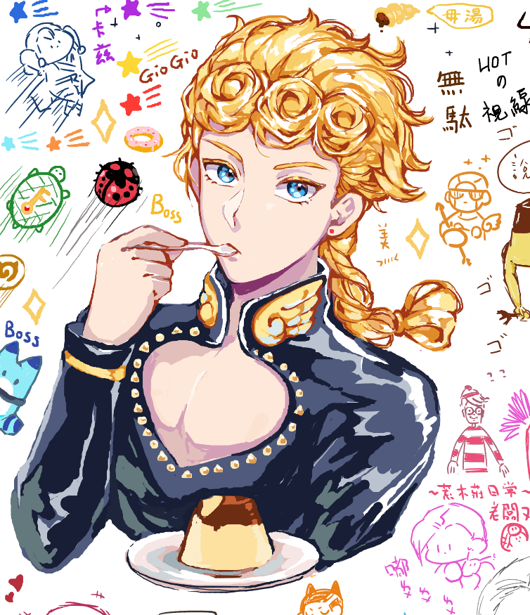 giorno giovanna, lucky beast, vinegar doppio, risotto nero, gold experience, and 2 more (kemono friends and 3 more) drawn by tiyi_(tiyi_a09)