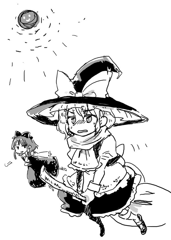 hakurei reimu and kirisame marisa (touhou and 1 more) drawn by aki_eda