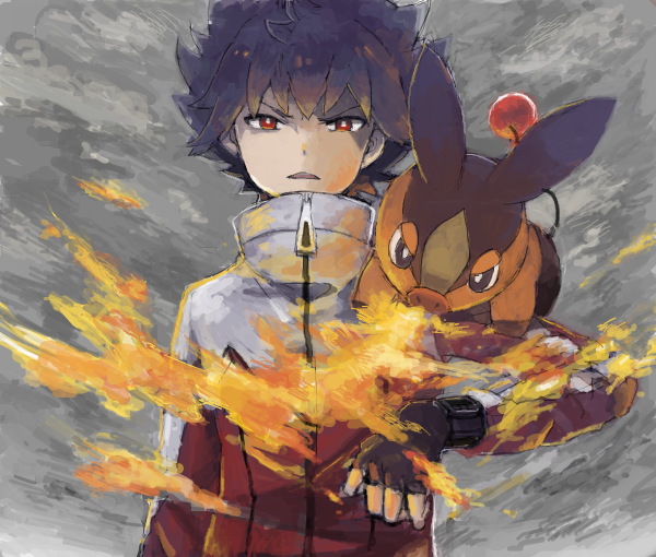 tepig and hugh (pokemon and 1 more) drawn by robo7