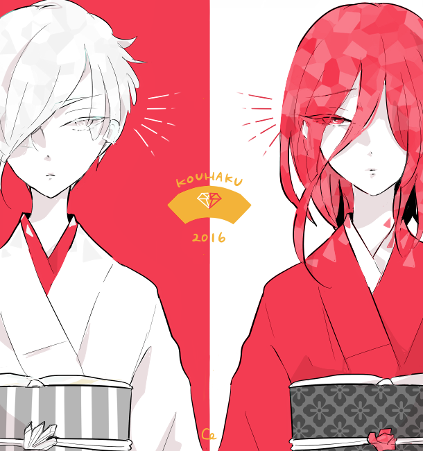 cinnabar and antarcticite (houseki no kuni) drawn by cojima