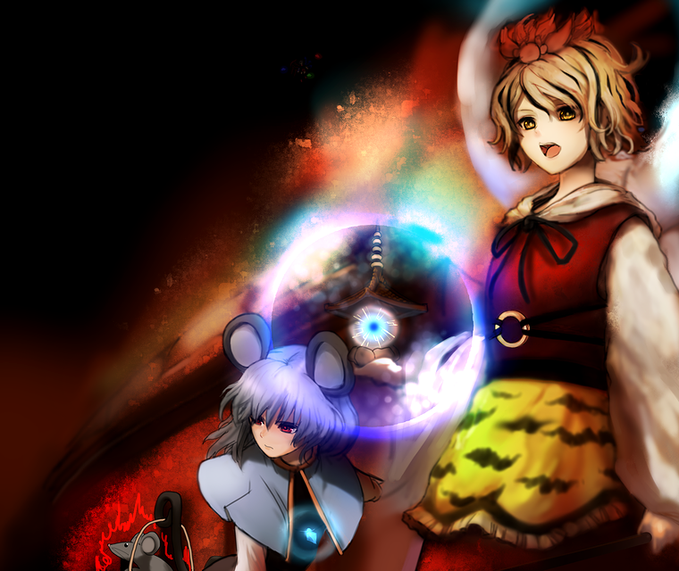 nazrin and toramaru shou (touhou) drawn by chirigami-san