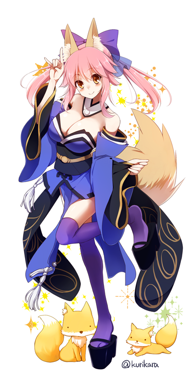 tamamo and tamamo no mae (fate and 1 more) drawn by kurikara