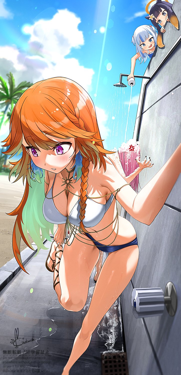 gawr gura, ninomae ina'nis, and takanashi kiara (hololive and 1 more) drawn by kito_koruta and koruta_(nekoimo)