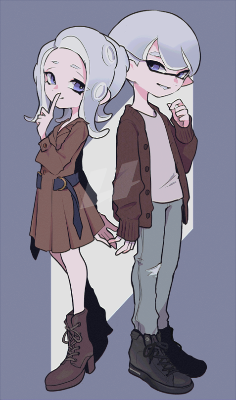 inkling player character, octoling player character, octoling girl, and inkling boy (splatoon) drawn by imaikuy0