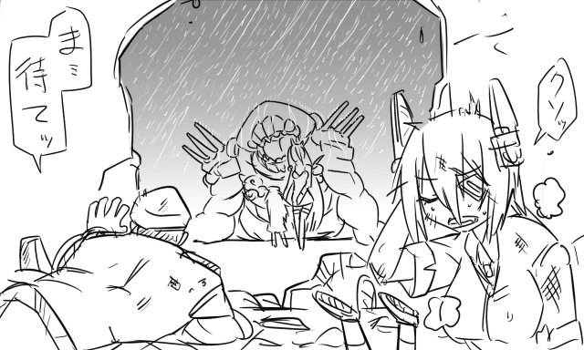 admiral, tenryuu, battleship princess, matsuda chiyohiko, and matsuda tsubaki (kantai collection) drawn by tonda