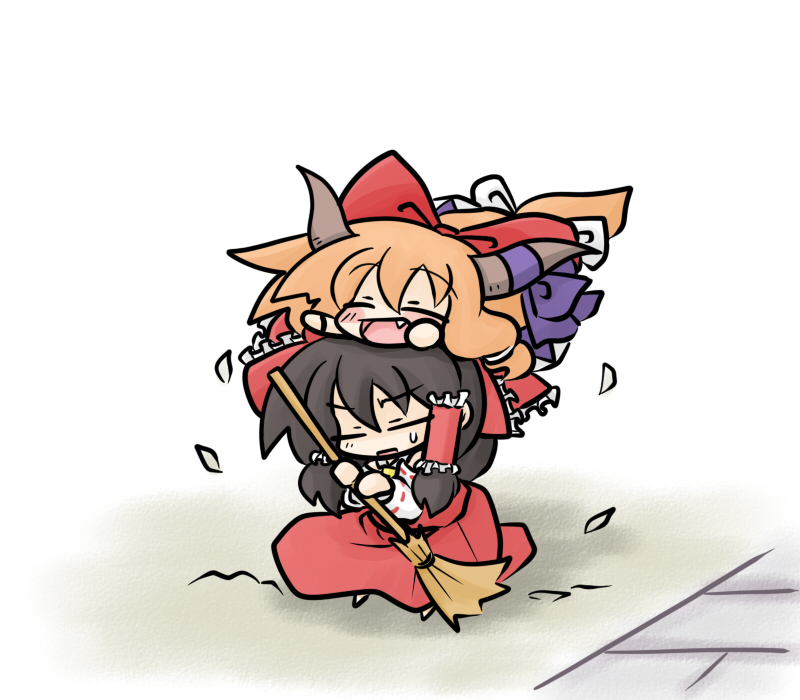 hakurei reimu and ibuki suika (touhou) drawn by yanagi_(nurikoboshi)