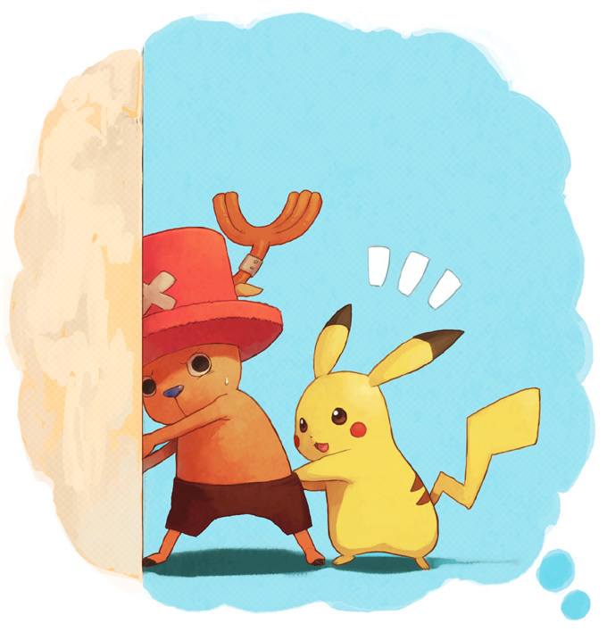 pikachu and tony tony chopper (pokemon and 1 more) drawn by takahashi_ryuunosuke