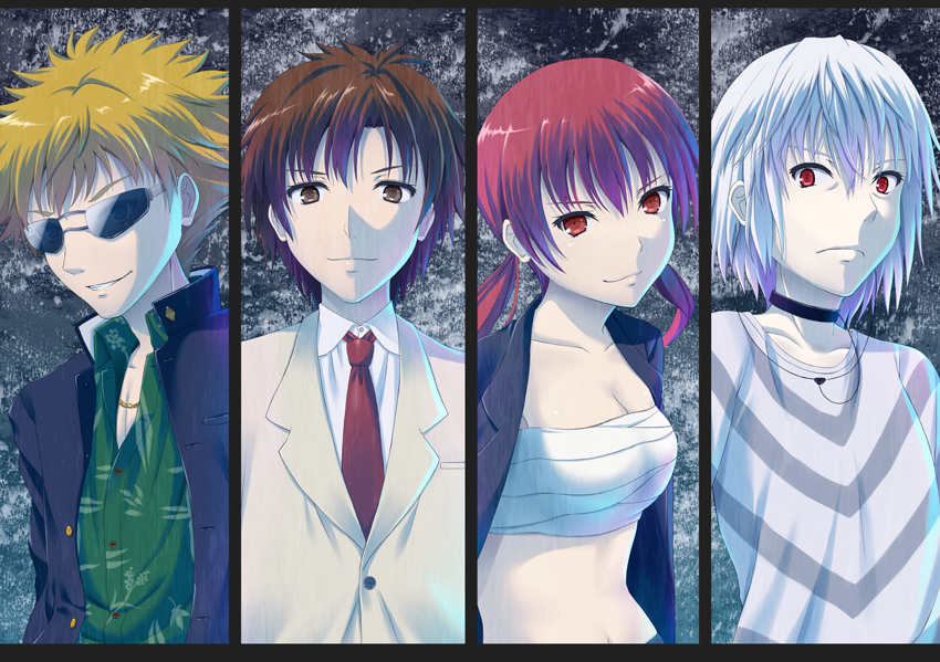 accelerator, musujime awaki, tsuchimikado motoharu, unabara mitsuki, and etzali (toaru majutsu no index and 1 more) drawn by uehara_yukihiko