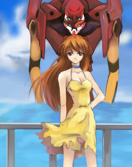 souryuu asuka langley and eva 02 (neon genesis evangelion)