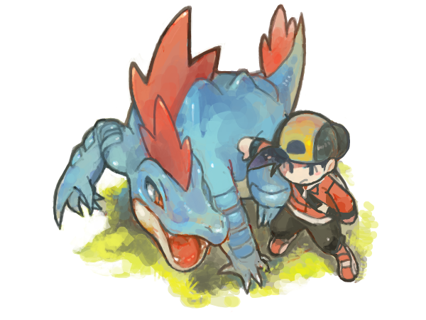ethan and feraligatr (pokemon and 1 more) drawn by muguu