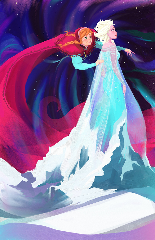 elsa and anna (frozen) drawn by nillia