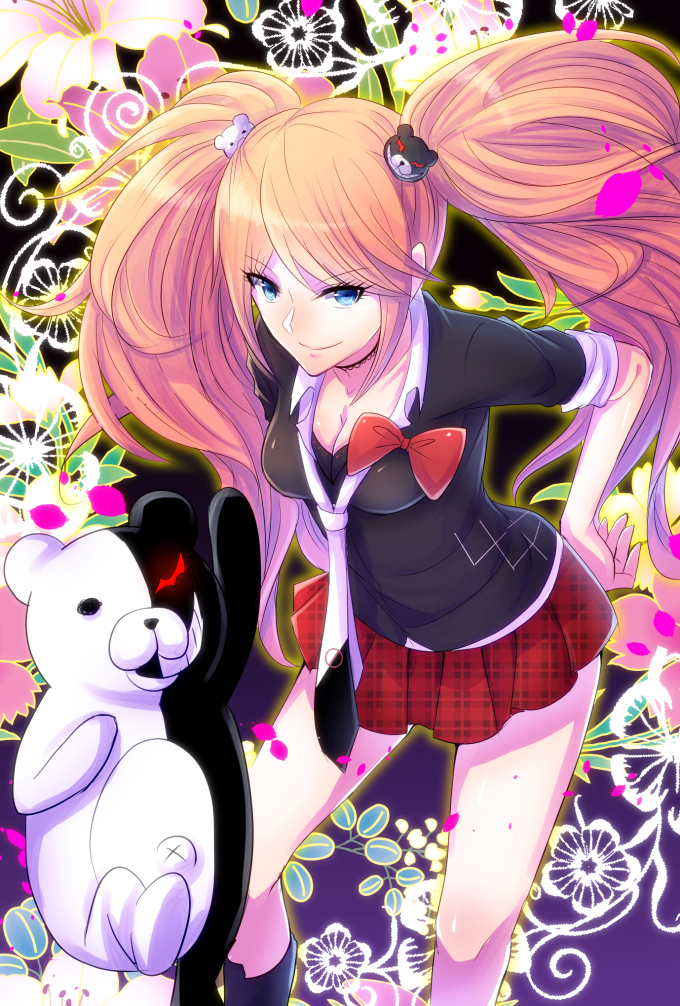enoshima junko and monokuma (danganronpa and 1 more) drawn by kageakira_(shino1007)