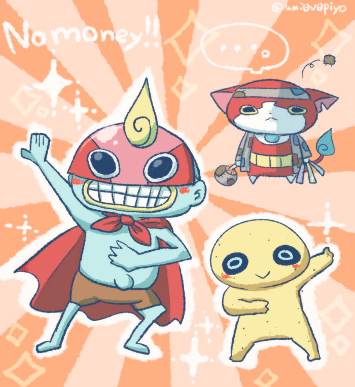 jibanyan, sunao, and okanenaider (youkai watch and 1 more) drawn by umi_(srtm07)