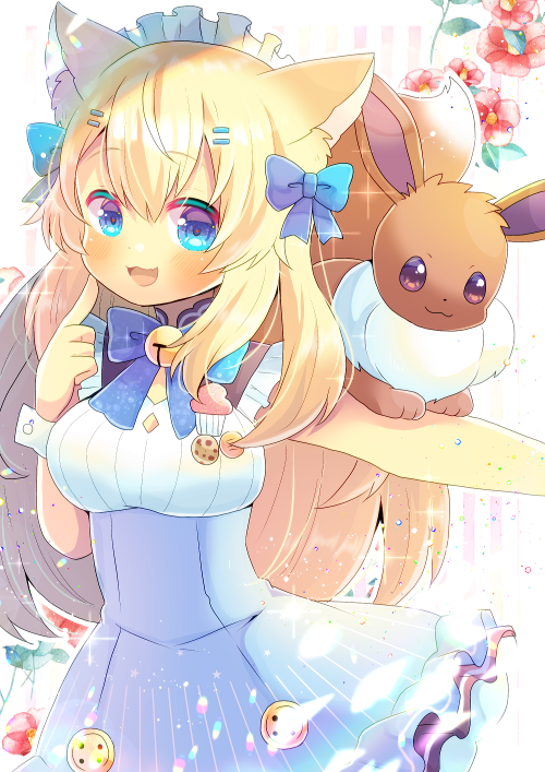 eevee and eevee snow (pokemon and 1 more) drawn by kou_hiyoyo