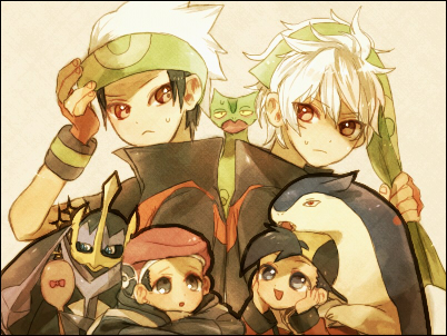ethan, brendan, lucas, typhlosion, sceptile, and 1 more (pokemon and 5 more) drawn by stone_(shirokanipe_ranran)