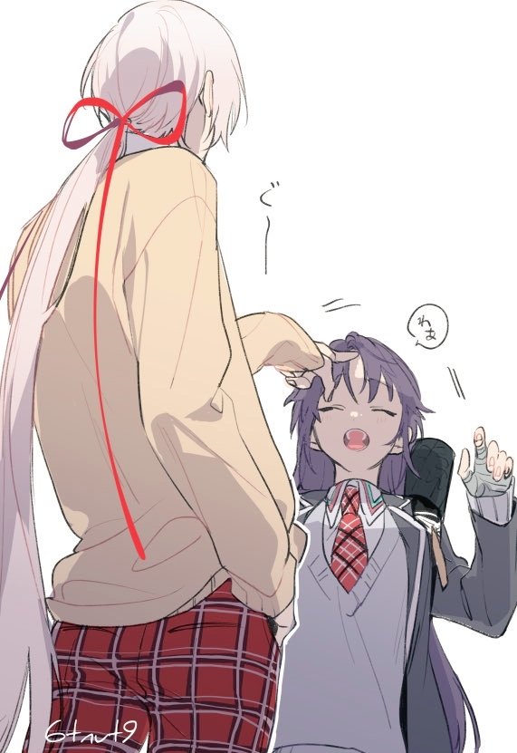 shiina yuika, kenmochi touya, kenmochi touko, and shiina shii (nijisanji) drawn by 6tnut9