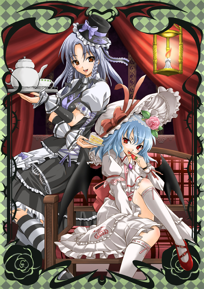remilia scarlet and izayoi sakuya (touhou) drawn by fujishima_shinnosuke