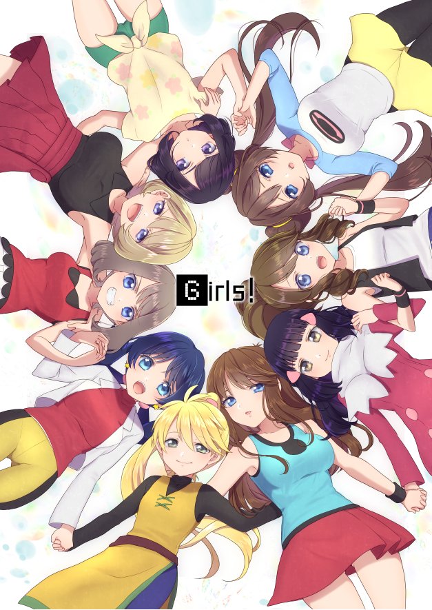dawn, may, rosa, hilda, serena, and 4 more (pokemon and 1 more) drawn by mokorei