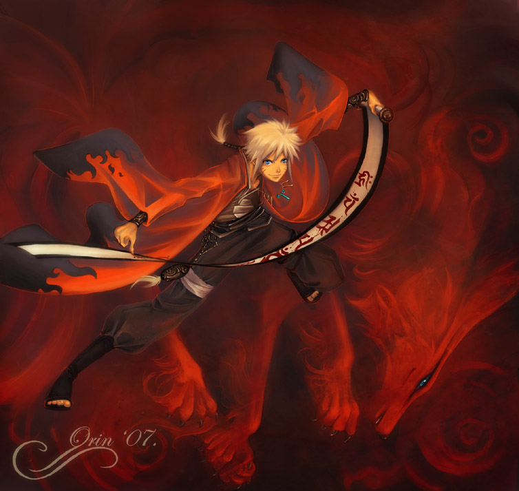 uzumaki naruto and kurama (naruto and 1 more) drawn by orin_(artist)