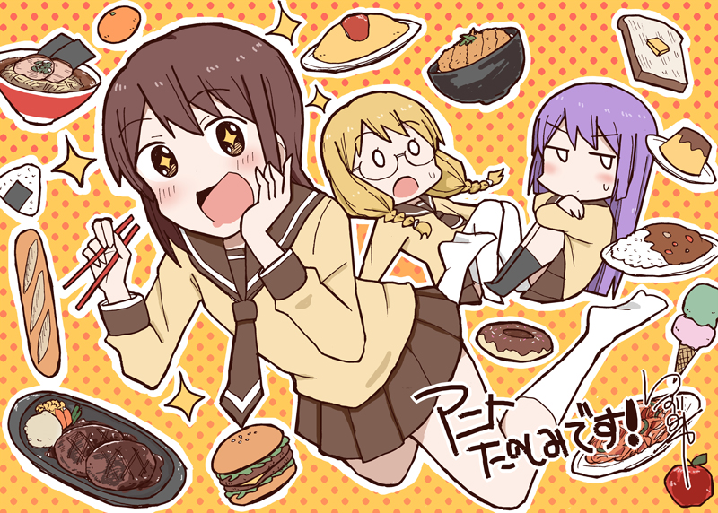 nishikawa youko, odagiri futaba, and hayama teru (sansha san'you) drawn by adomi