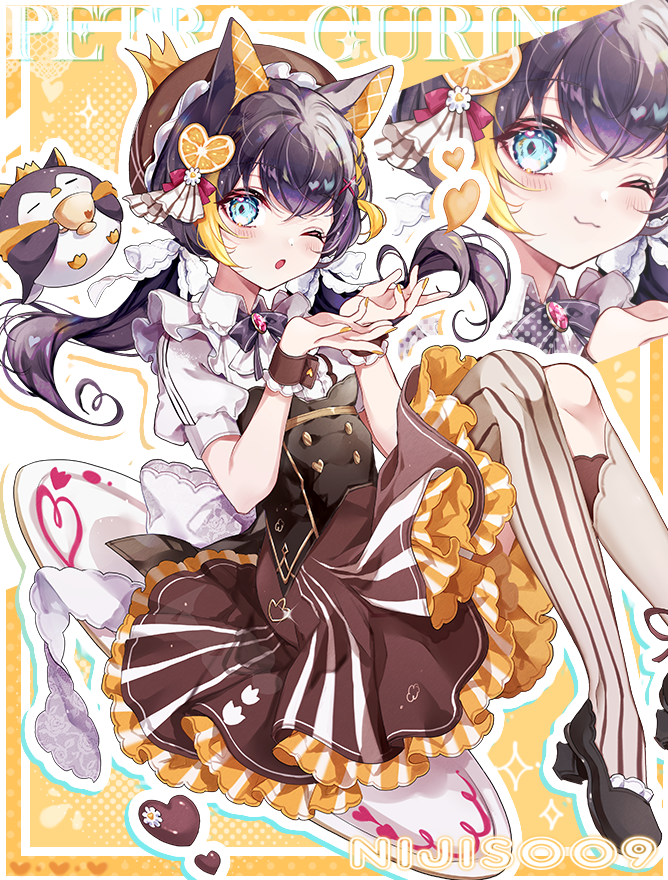 petra gurin and pentomo (nijisanji and 1 more) drawn by coco7