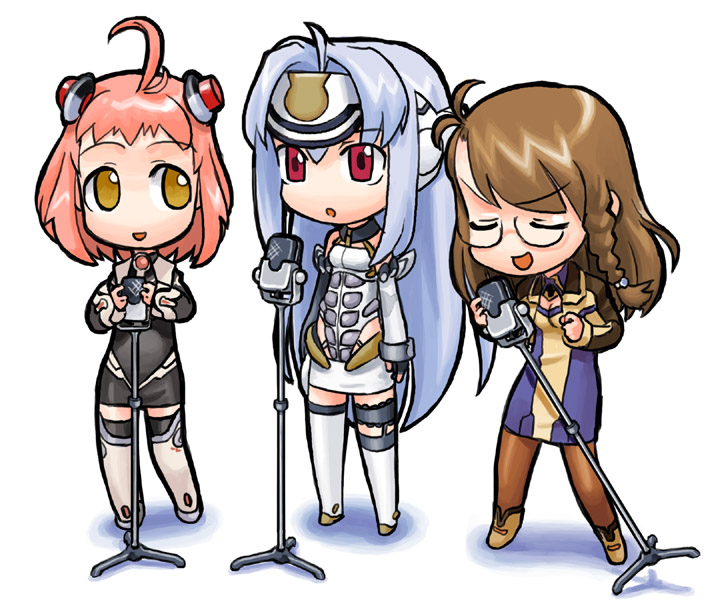 kos-mos, momo mizrahi, and shion uzuki (xenosaga and 1 more) drawn by hirai_yukio