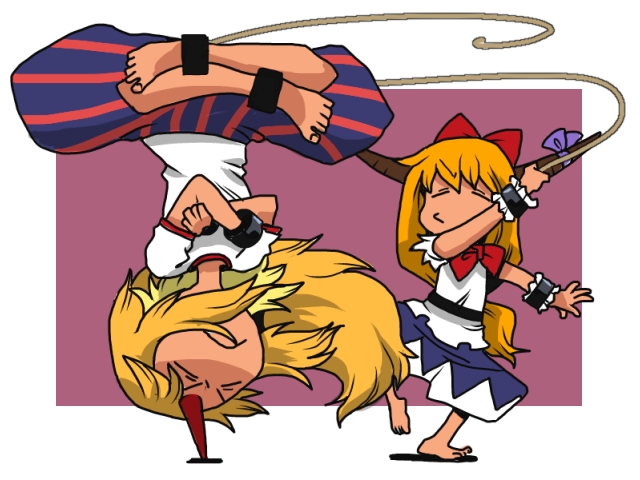 ibuki suika and hoshiguma yuugi (touhou) drawn by onikobe_rin