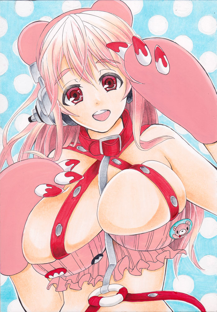 super sonico, gloomy bear, and grg x super sonico (nitroplus and 1 more) drawn by umekottsu