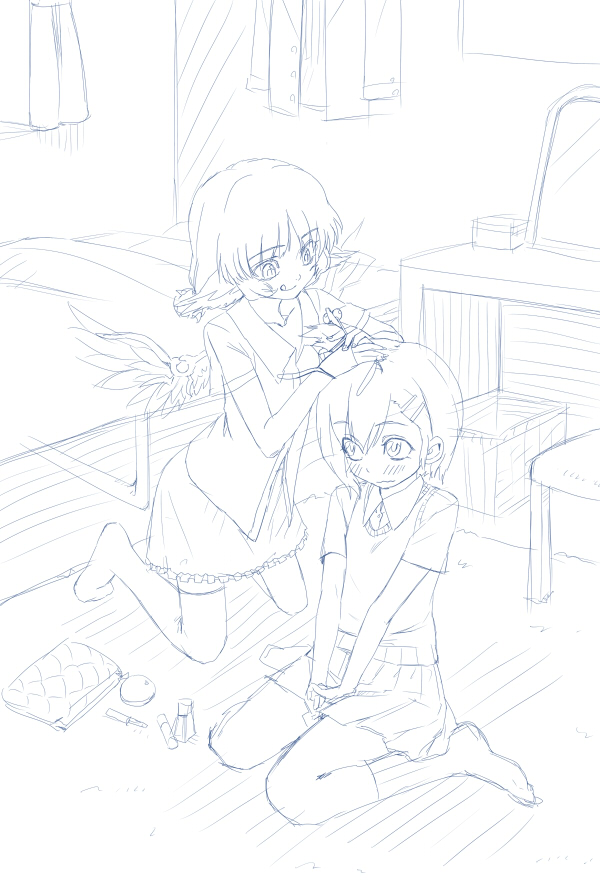mystia lorelei and wriggle nightbug (touhou) drawn by shiba_itsuki