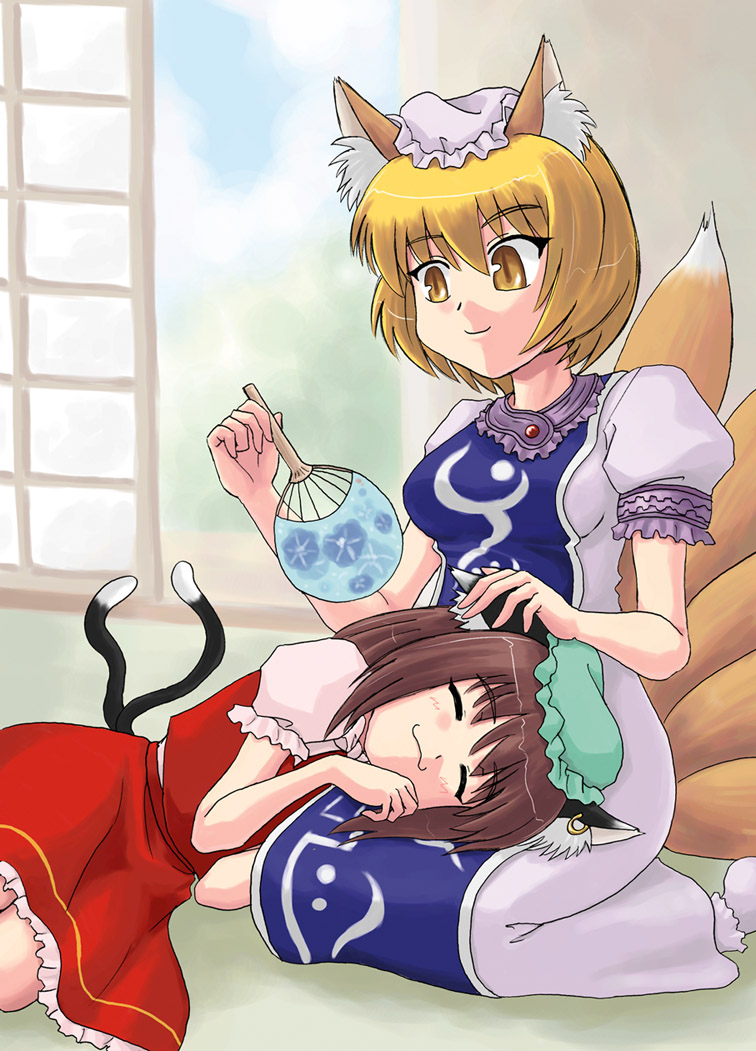 yakumo ran and chen (touhou) drawn by sasuke_(sasuke_no_sato)