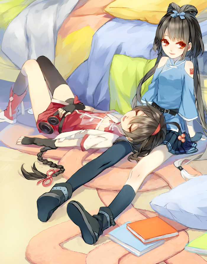 luo tianyi and yuezheng ling (vocaloid and 1 more) drawn by psd_(psdgai)