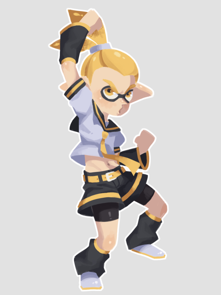 inkling player character, kagamine len, and inkling boy (vocaloid and 2 more) drawn by nappooz
