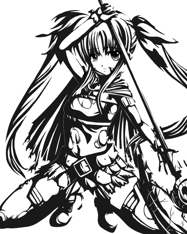 fate testarossa and bardiche (lyrical nanoha and 2 more) drawn by gao_(naodayo)