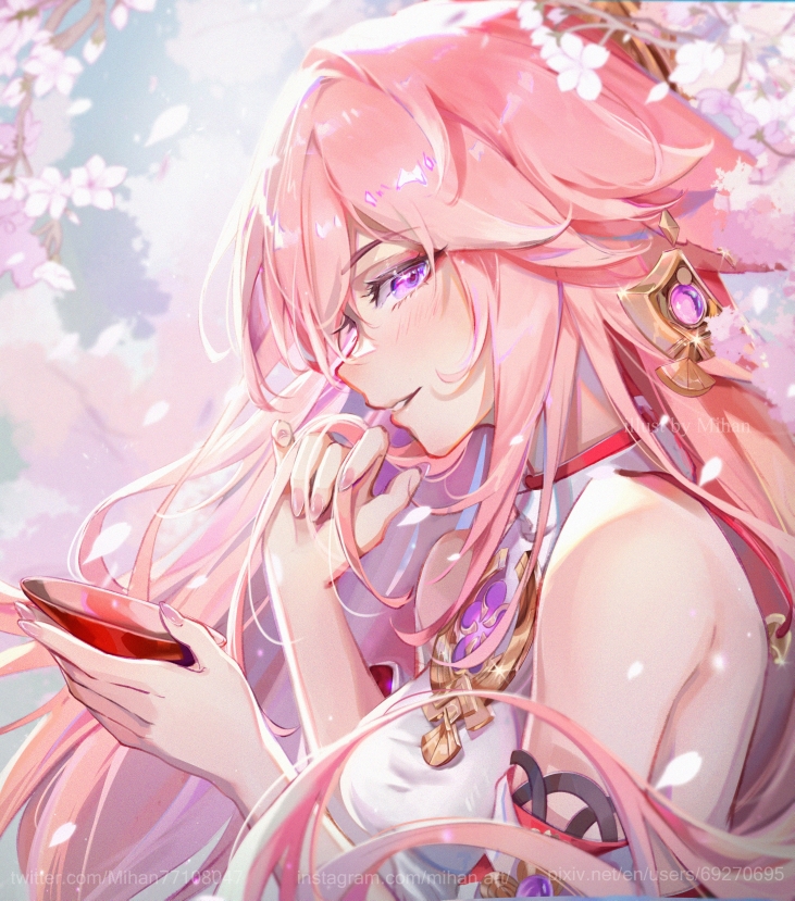 yae miko (genshin impact) drawn by mihan_(mihan_art)