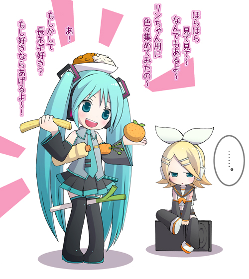 hatsune miku and kagamine rin (vocaloid) drawn by chitose_kiiro