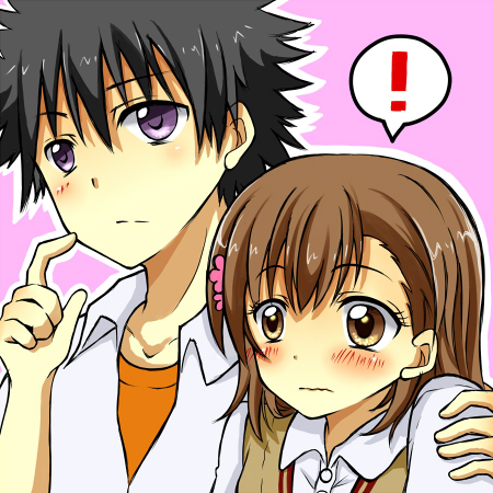 misaka mikoto and kamijou touma (toaru majutsu no index and 1 more) drawn by pppi3104