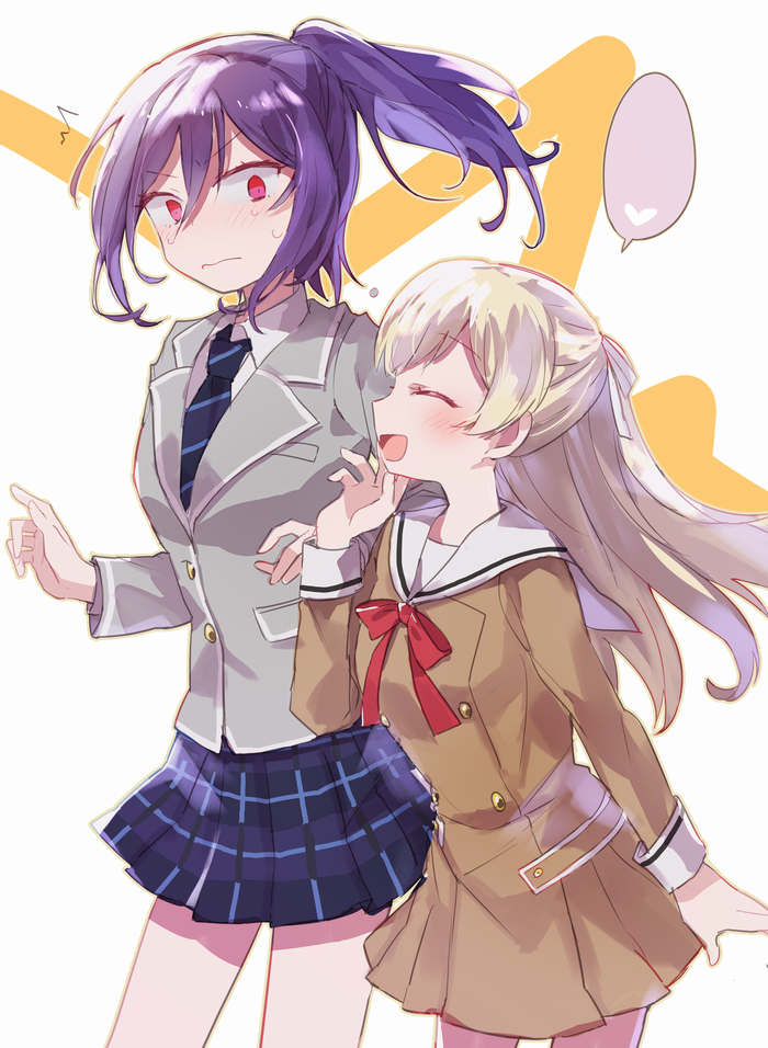 shirasagi chisato and seta kaoru (bang dream!) drawn by makino_(727me727)