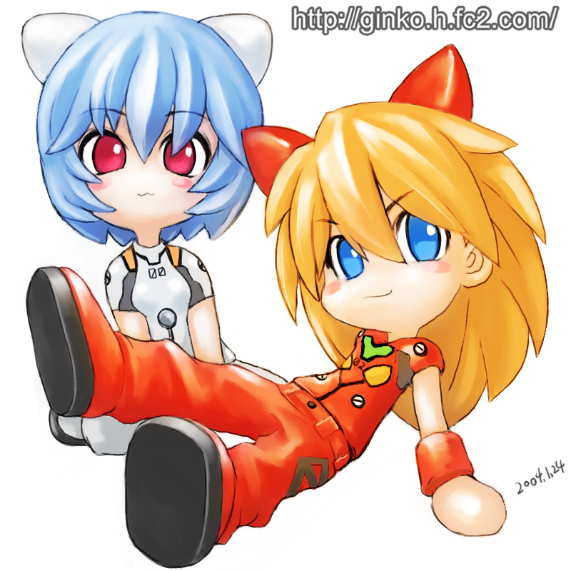 souryuu asuka langley and ayanami rei (neon genesis evangelion and 1 more) drawn by ginko_(silver_fox)